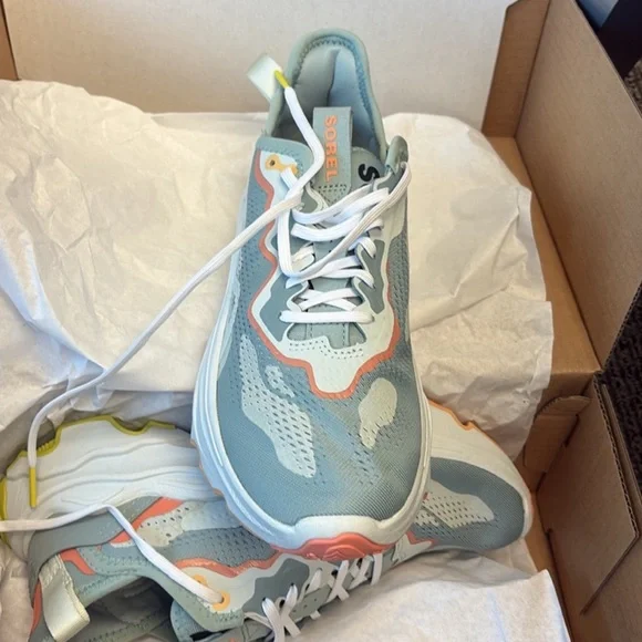 Sorel Women's Light Blue and Coral Athletic Lace-Up Sneakers - Picture 1 of 6